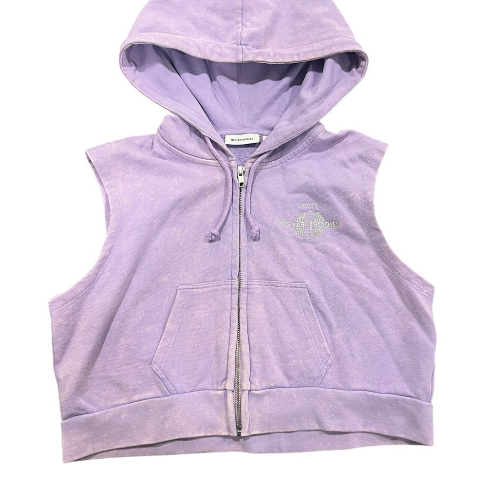 LIMITED EDITION Better Bodies Acid Washed Sleeveless Zip-Up Crop Hoodie